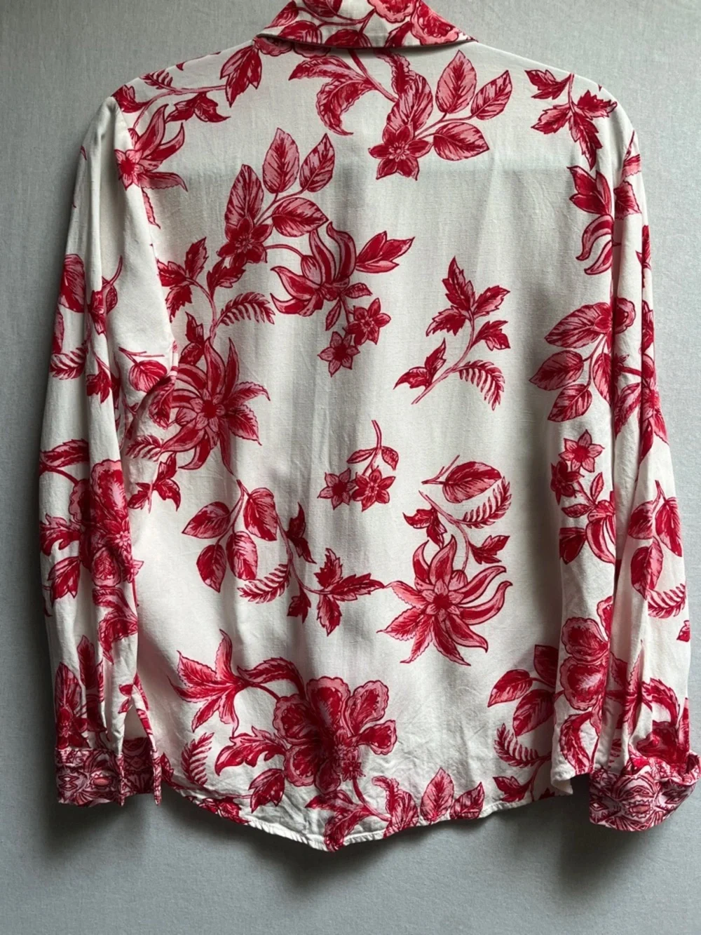 Zara Floral Botanical Print Hidden Button Blouse M - Picture 2 of 8